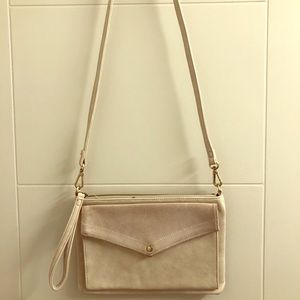 Cream Faux Suede/Leather Purse - Street Level